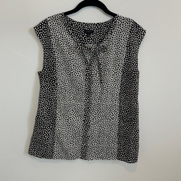 Talbots Tops - Talbots Black and White Sleeveless Polka Dot Blouse with tie front Size Medium